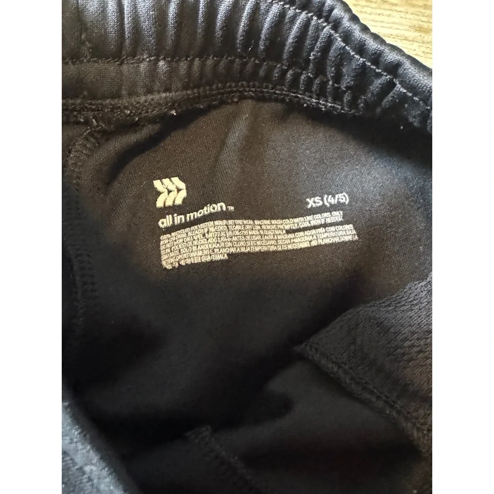 All in Motion Boys Black Jogger Pants XS 4/5 Activewear Recycled Polyester